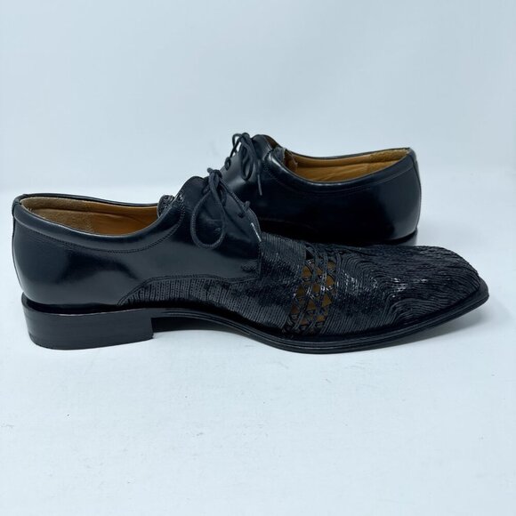 VTG RARE Mezlan Shoes Mens 13M Black Derby Leather Lace Up Cut Out Casual Dress - Picture 8 of 13